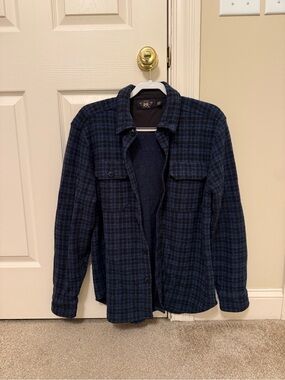 Ralph Lauren Double RL Navy & Black Plaid Lightweight Shirt Jacket